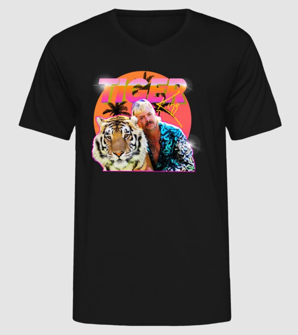 RETRO TIGER KING model negru pe tricou