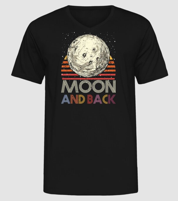 Retro vintage love you to the moon and back MOON model negru pe tricou