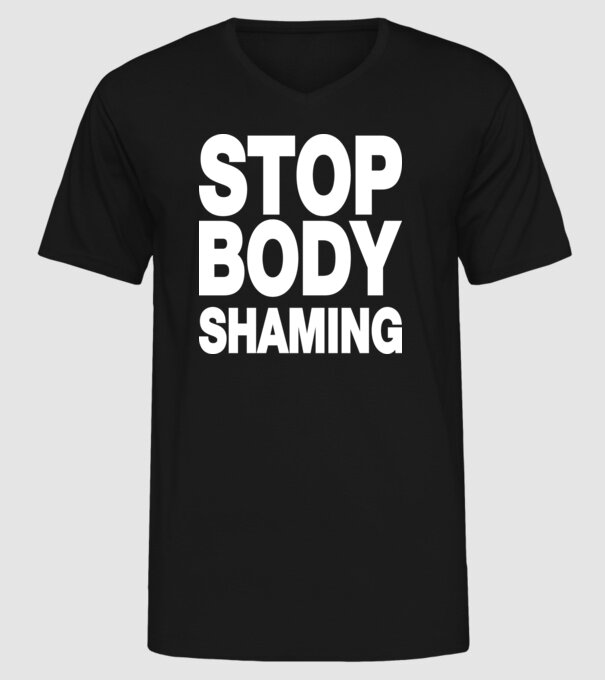 Stop body shaming helvetica model negru pe tricou