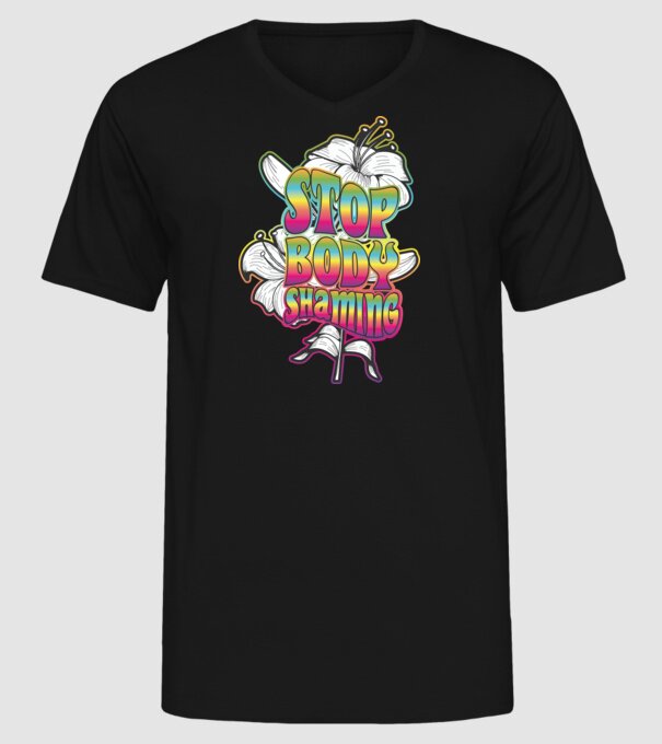 Stop body shaming lily model negru pe tricou