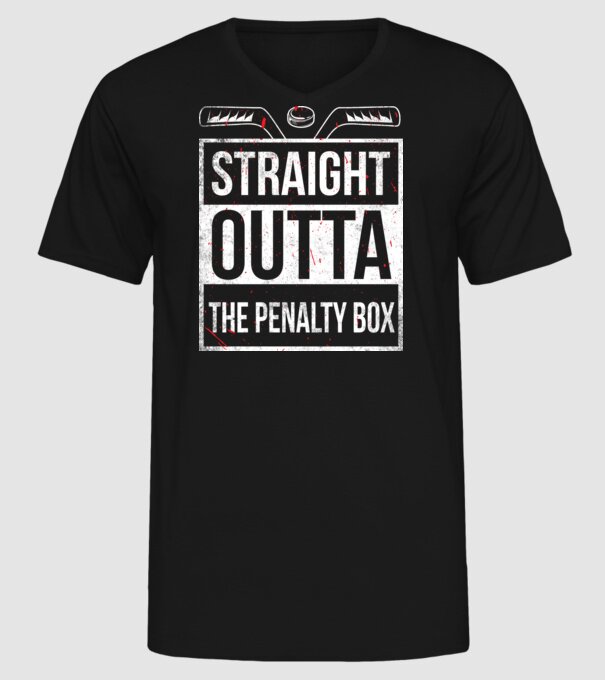 Straight outta the penalty box model negru pe tricou
