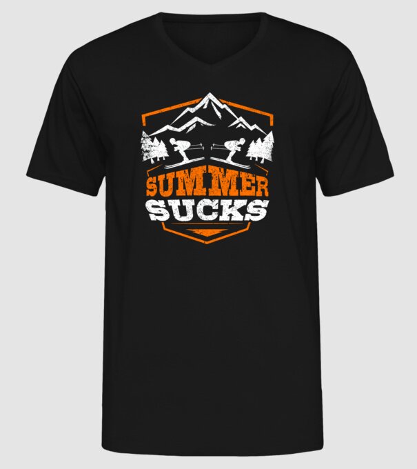 Summer sucks model negru pe tricou