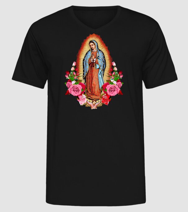 Fecioara Maria model negru pe tricou