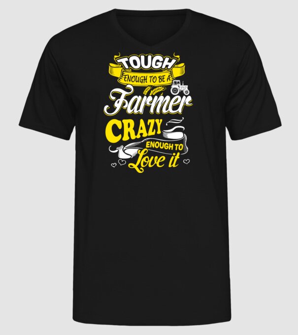Tough enough to be a farmer Traktoros model negru pe tricou
