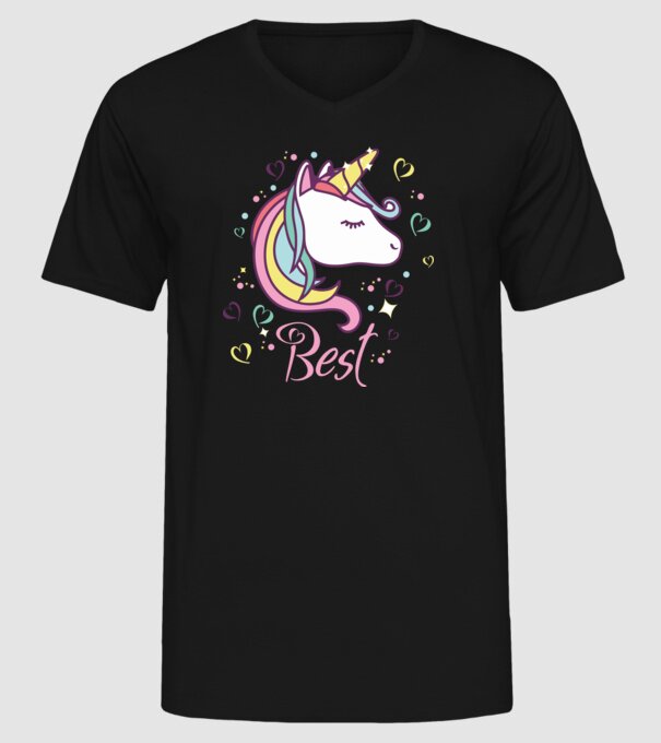 Unicorn Best model negru pe tricou