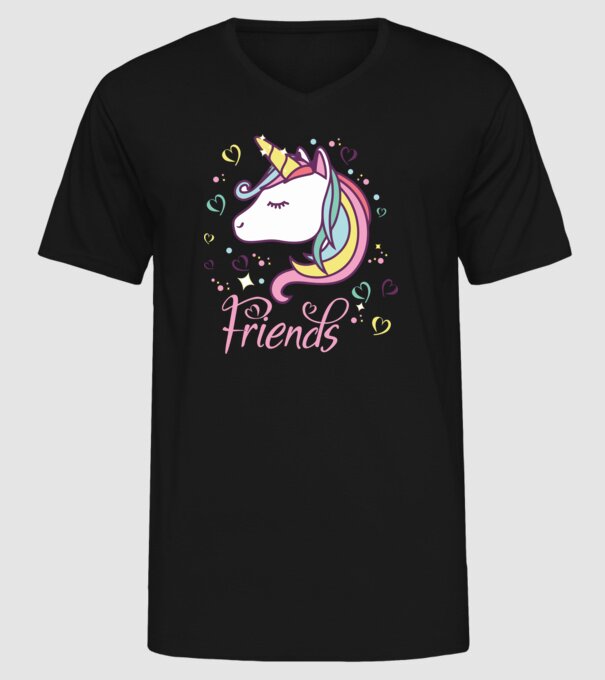 Unicorn Friend model negru pe tricou