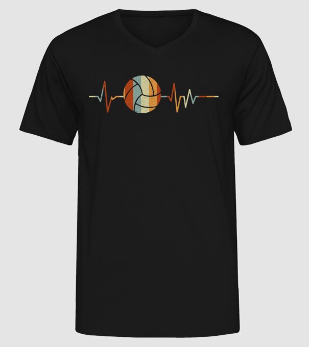 Volleyball heartbeat model negru pe tricou