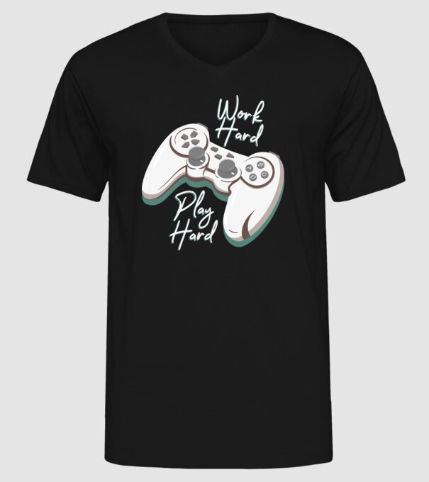 Work hard play hard model negru pe tricou