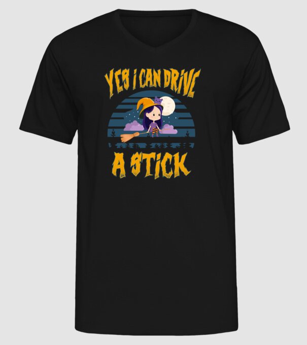 Yes, i can drive a stick model negru pe tricou