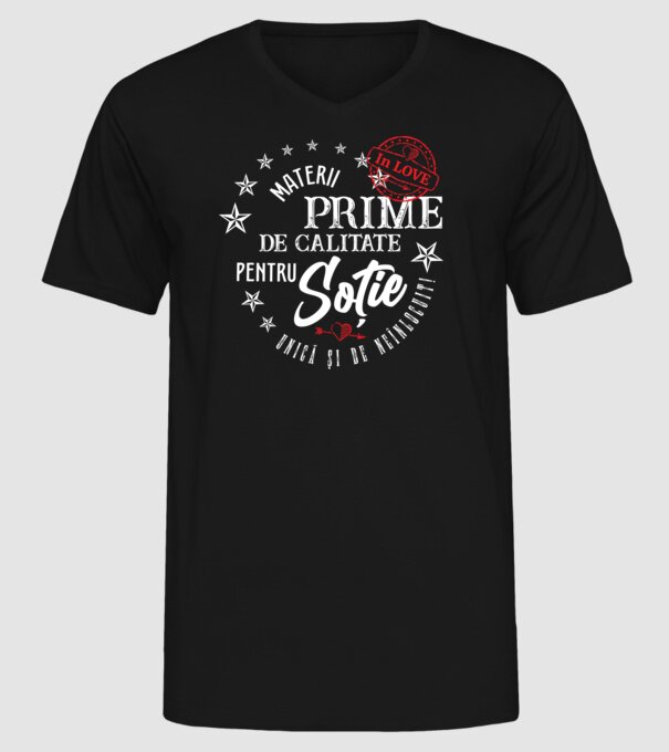 00_Materii prime de calitate pentru soție model negru pe tricou