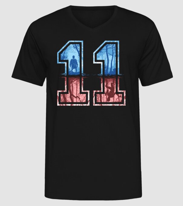 11 eleven stranger things model negru pe tricou