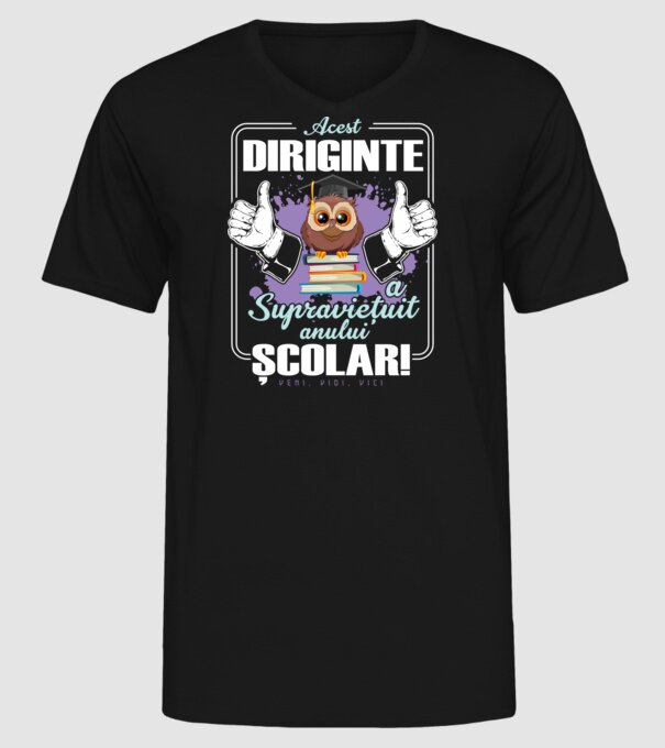 Acest diriginte a supraviețuit anului școlar! - veni, vidi, vici model negru pe tricou