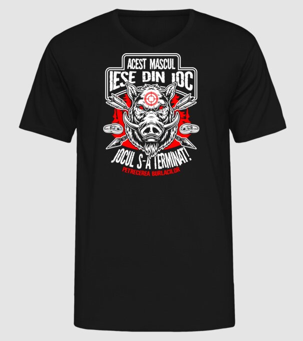 Acest mascul iese din joc - jocul s-a terminat - petrecerea burlacilor model negru pe tricou
