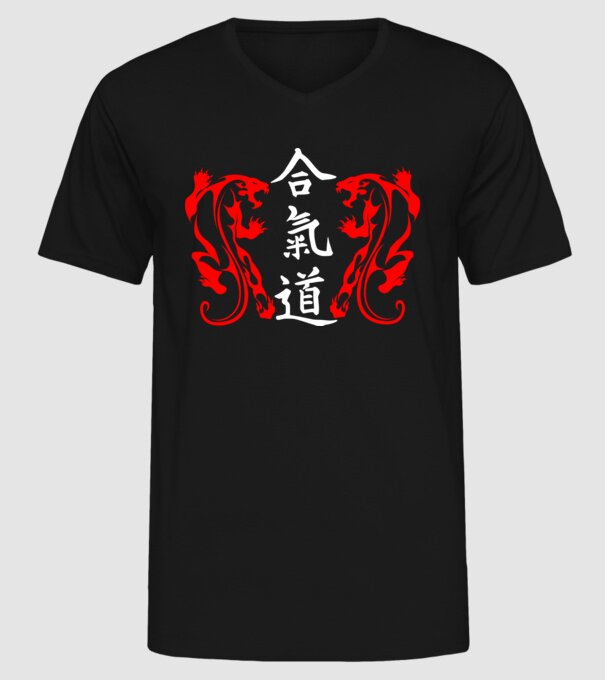 Aikido 2 model negru pe tricou