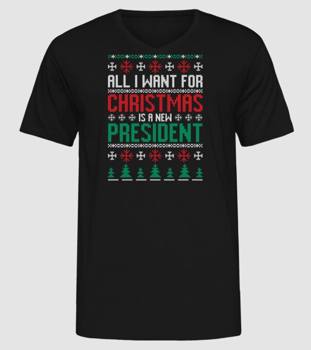 All I want for christmas model negru pe tricou