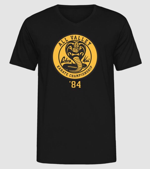all valley karate cobra kai model negru pe tricou