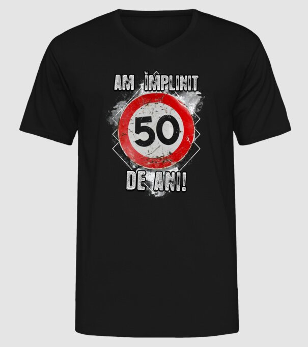 Am împlinit 50 de ani! model negru pe tricou