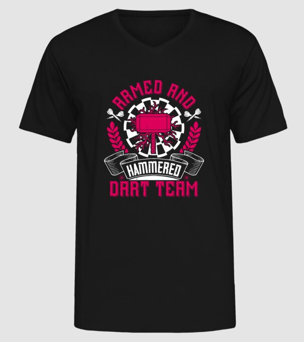 Armed and Hammered dart team model negru pe tricou