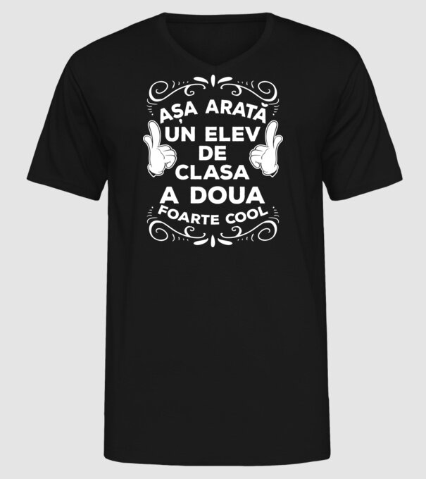 Așa arată un elev de clasa a doua foarte cool model negru pe tricou