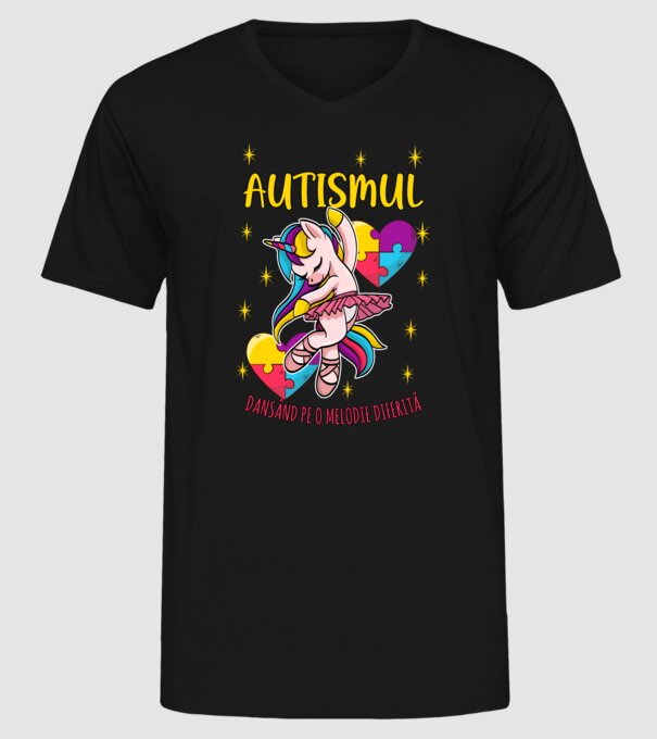 Autismul, dansând pe o melodie diferită model negru pe tricou
