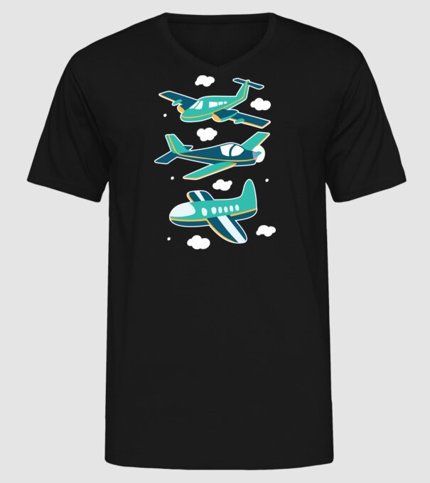 Avioane model negru pe tricou