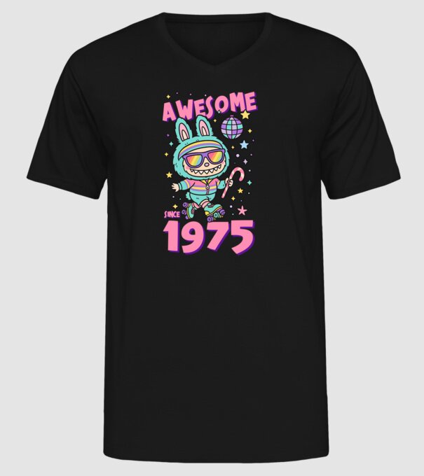 Awesome since 1975 - Labubu model negru pe tricou