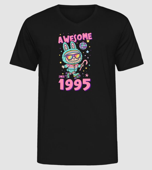 Awesome since 1995 - Labubu model negru pe tricou