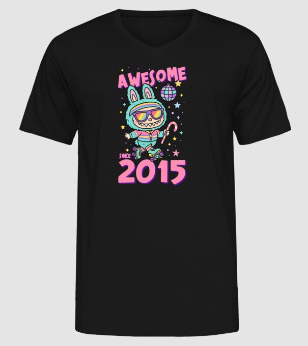 Awesome since 2015 - Labubu model negru pe tricou