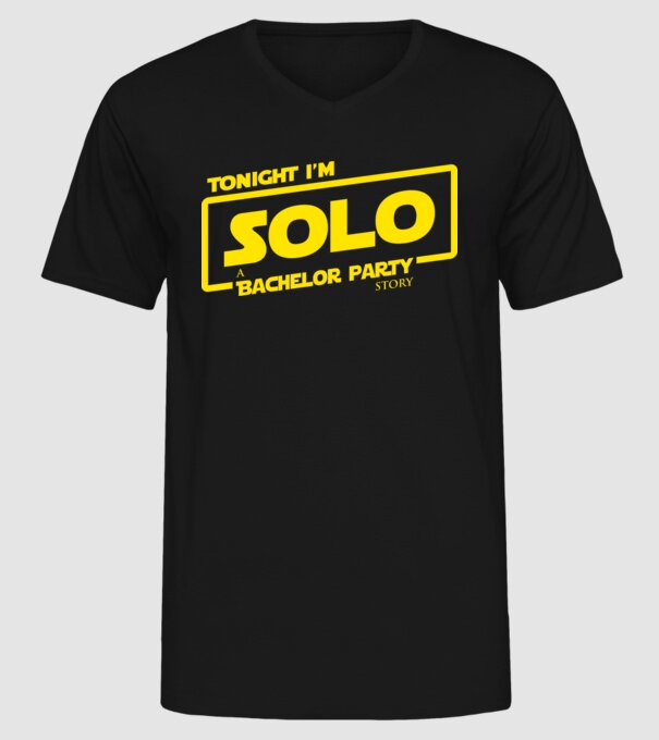 Bachelor Party Solo model negru pe tricou
