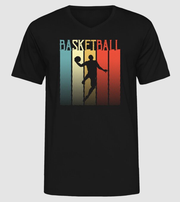 basketball vintage model negru pe tricou