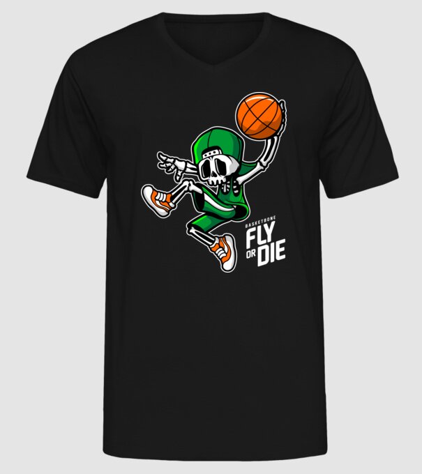 Basketbone model negru pe tricou