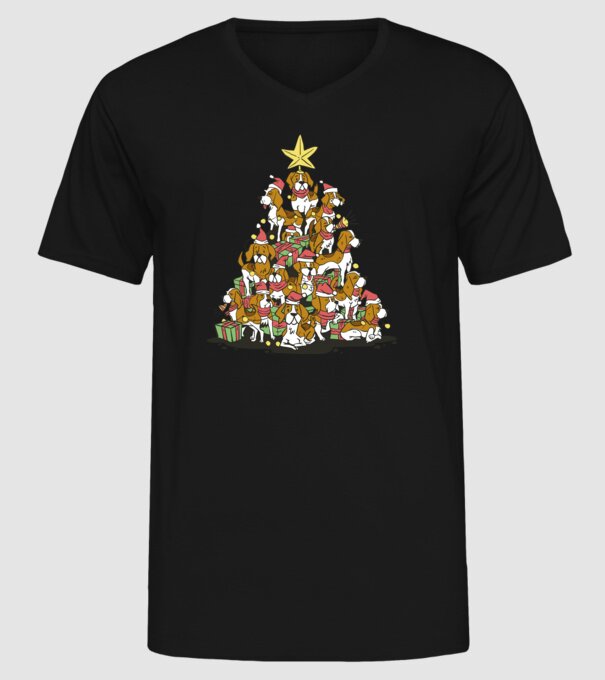 beagle christmas tree model negru pe tricou