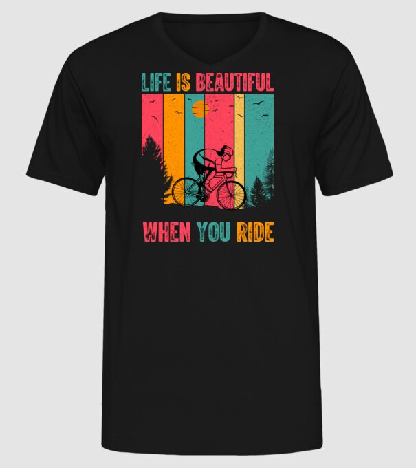 Beautiful ride model negru pe tricou