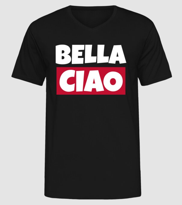 bella ciao logo model negru pe tricou