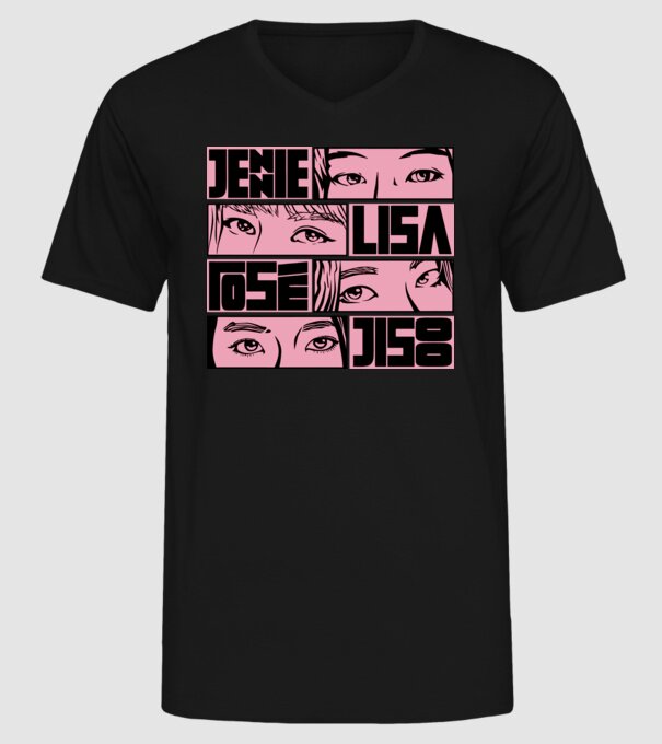 BlackPink manga model negru pe tricou