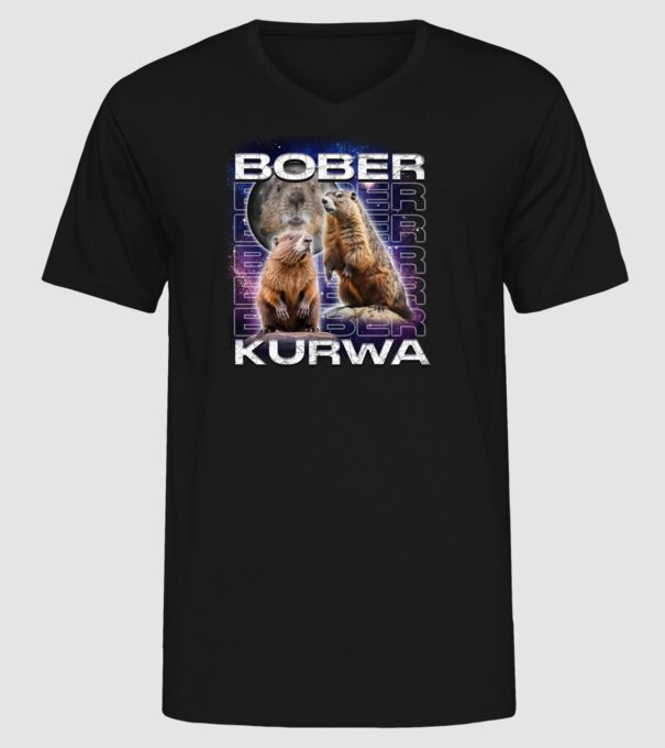 Bóber Kurwa universe model negru pe tricou