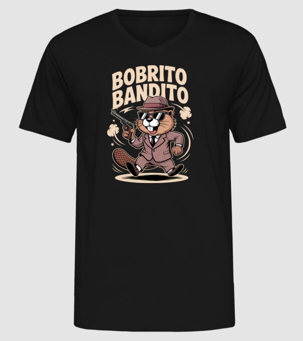 Bobrito Bandito model negru pe tricou