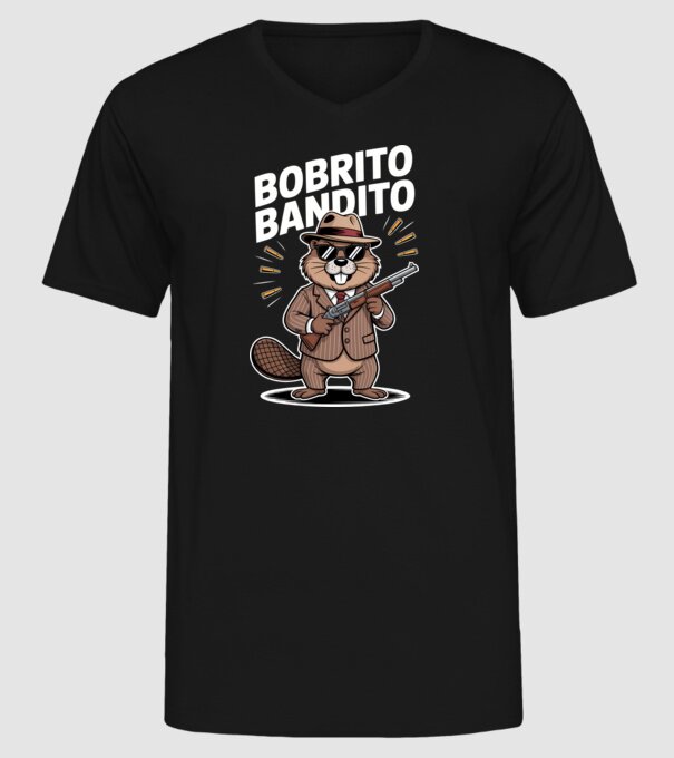 Bobrito Bandito model negru pe tricou