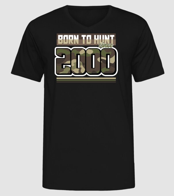 Born to hunt since 2000 model negru pe tricou