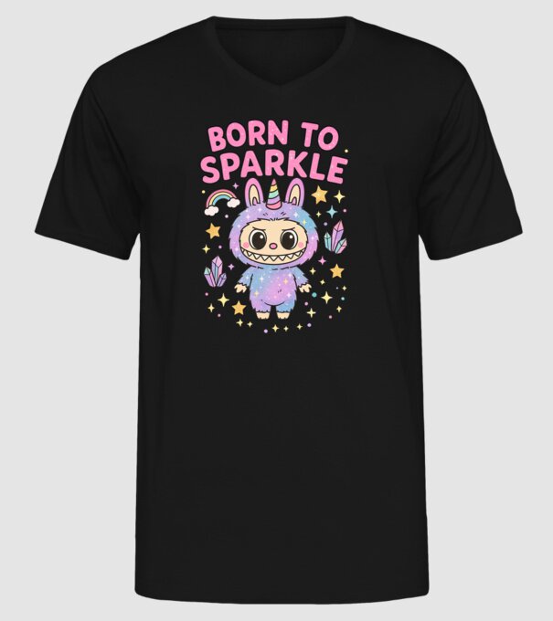 Born to sparkle model negru pe tricou