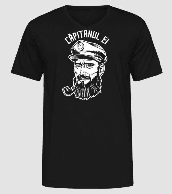 Căpitanul ei model negru pe tricou