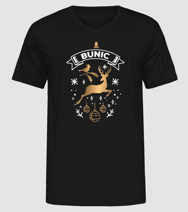 bunic christmas model negru pe tricou
