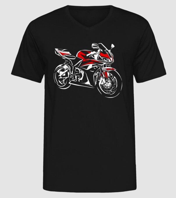 CBR600rr model negru pe tricou
