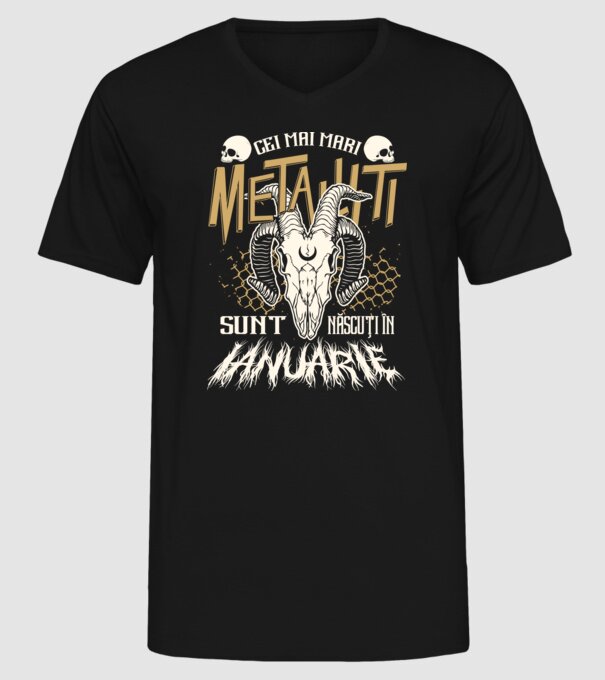 Cei mai mari metaliști sunt născuți în ianuarie. model negru pe tricou