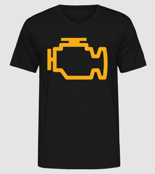check engine model negru pe tricou