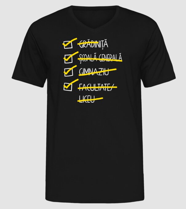 Cheklist educație - Facultate negru model negru pe tricou