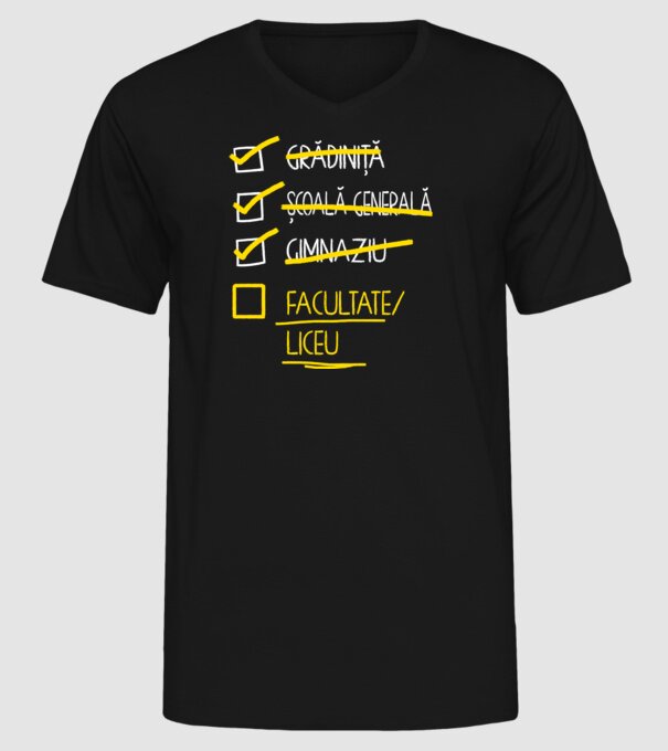Cheklist educație - Gimnaziu negru model negru pe tricou