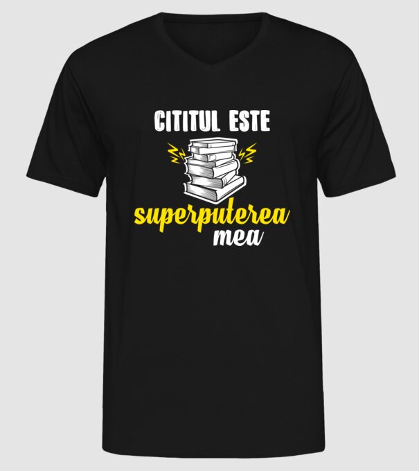 cititul este superputerea mea model negru pe tricou