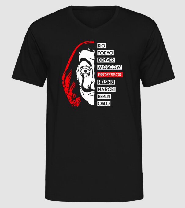 classic logo la casa de papel model negru pe tricou
