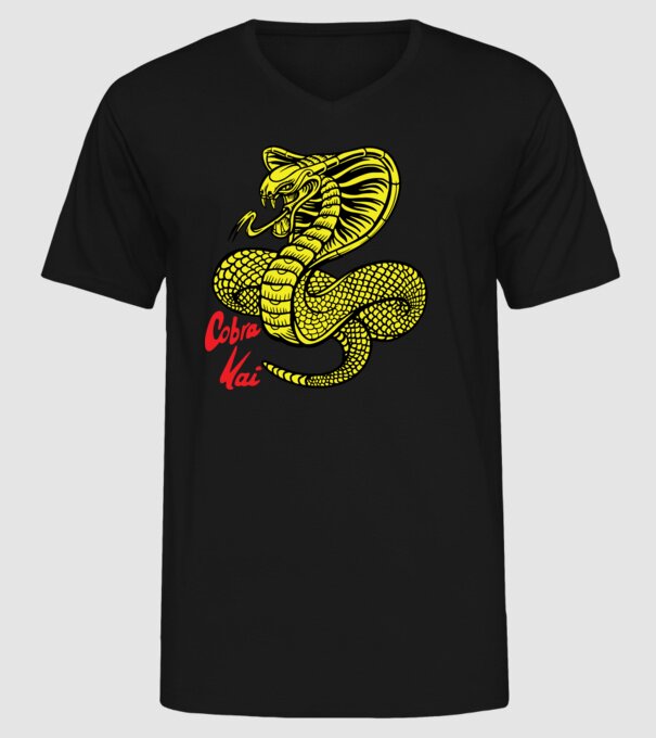 cobra kai logo color model negru pe tricou